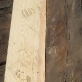 Lead flashing work in progress wood insert